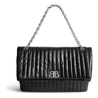 Balenciaga (WMNS) Balenciaga Monaco Large Chain Bag Quilted Black 7659332AASE1000