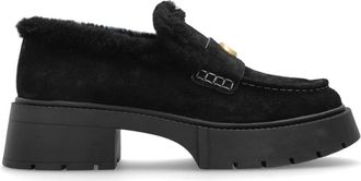 Coach Leah Platform Loafer - Dames - Laarzen met Hak - Zwart - 39 EU - Leer - Schoenen