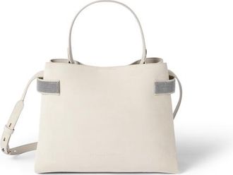 Brunello Cucinelli Suede Top-Handle Essence bag in Ivory at Nordstrom