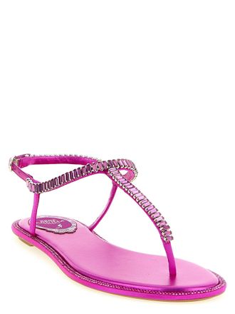 Rene Caovilla Womens Fuchsia Viscose Flat Sandals