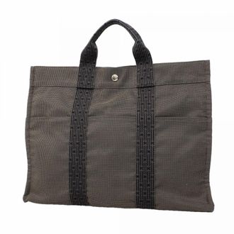 Herm&egrave;s Gray Canvas Tote Bag (Pre-Owned)