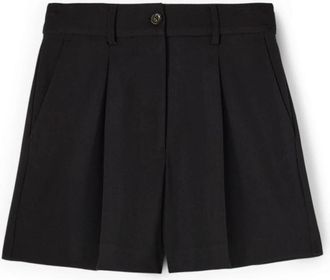 Motivi Shorts met hoge taille en plooien - Dames - Korte Broeken - Zwart - 2XS - Katoen - Korte Broeken