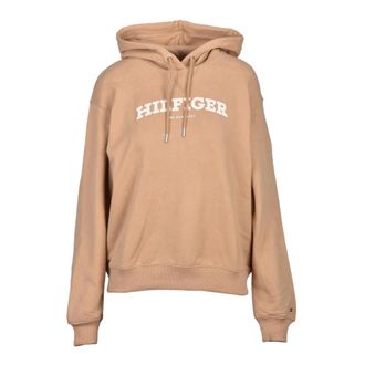 Tommy Hilfiger Katoenen Sweatshirt - Model: Felpa - Dames - Hoodies - Bruin - XS - Katoen - Hoodies & sweatvesten