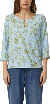 s.Oliver 3/4-Arm-Shirt S.OLIVER, Damen, Gr. 36, sky blau aop, Web, Obermaterial: 99% Polyester, 1% Elasthan, bedruckt, gemustert, l&auml;ssig geschnitten h&uuml;ftbedeck