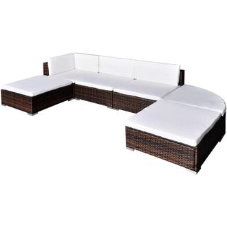 vidaXL Vidaxl - Set Divani da Giardino 6 pz con Cuscini in Polyrattan Marrone