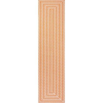 Jonathan Y Designs Chevron Modern Concentric Squares Indoor/Outdoor Area Rug in Orange/cream at Nordstrom, Size 5Ft 0In X 8Ft 0In