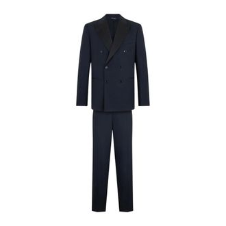 Brooks Brothers Kostuums, Heren, Blauw, 2Xl, Satijn, Prince of Wales Virgin Wool Tuxedo Suit