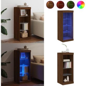 vidaXL Credenza con Luci LED Rovere Marrone 41x37x100 cm - Credenza moderna - Credenza con luce RGB