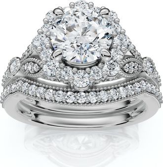 Pompeii3 1 1/2Ct Eloise Diamond Engagement Ring Set 14k Gold or Platinum