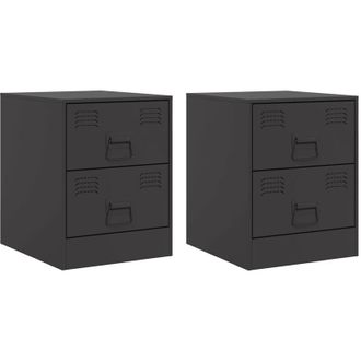 vidaXL Comodini 2 pz Neri 34,5x39x44 cm in Acciaio - Vidaxl