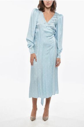 Rotate Satin Wrap Dress with Polka Dots Motif size 38