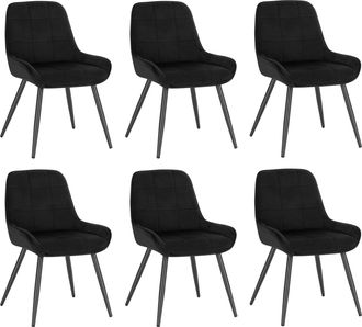 Woltu 6x Sillas De Comedor Silla Ergon&oacute;mica Con Respaldo Silla De Terciopelo En Estructura Metal Sillas Para Dormitorio Sal&oacute;n Comedor Y Cocina Negro - Woltu