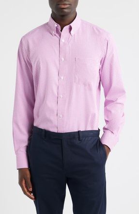 Eagle Regular Fit Red Gingham Check Cotton Twill Button-Down Shirt in Purple at Nordstrom, Size 17.5 - 34