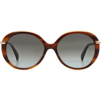 Rag & Bone 56mm Gradient Round Sunglasses in Brown Horn/Grey Shaded at Nordstrom
