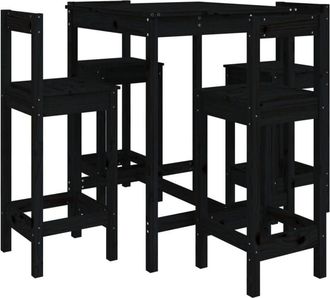vidaXL 5 Piece Garden Bar Set Black Solid Wood Pine Vidaxl