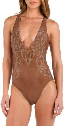 L'agence Lexie Bolero One-Piece Swimsuit in Bronze at Nordstrom Rack, Size X-Large
