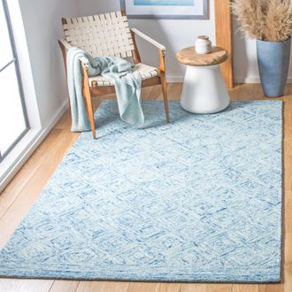 Safavieh Ikat Hand Made Area Rug, Blue Contemporary Style Non-Shedding