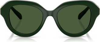 Swarovski 50mm Small Round Sunglasses in Solid Green /Dark Green at Nordstrom