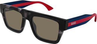 Gucci Sunglasses, male, Brown, 53 MM, Stylish Havana Blue Brown Sunglasses