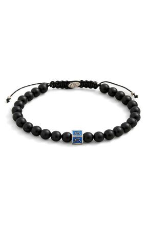 Degs & Sal Mens Venetian Lion Beaded Slider Bracelet in Royal Blue/Black at Nordstrom