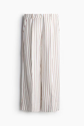 H&M Weite Hose aus Leinenmix - Weiss/Braun Gestreift