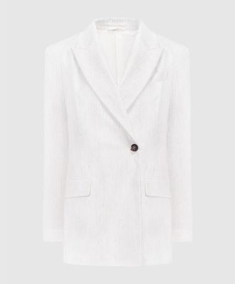 Brunello Cucinelli Off White Tailored Blazer, Brand Size 46 (US Size 12)