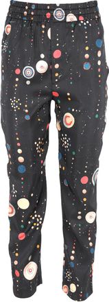 Isabel Marant Isabel Marant broek met stippenprint, elastische taille en rechte pijpen in zwart katoen