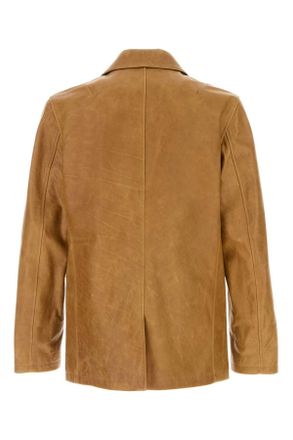 Our Legacy Mens Camel Leather Opening Blazer Burntsugarleather Giacche Pelle In