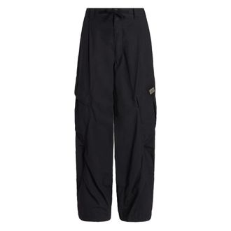 Dolce & Gabbana Wide Trousers, male, Black, Size: L Logo-Plaque Cargo Trousers