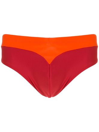 Amir Slama Costume da bagno con design a pannelli - Arancione