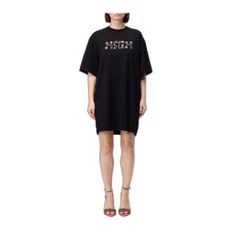 Msgm Vestido con logo estampado - Dresses - Mujer - Negro - XS