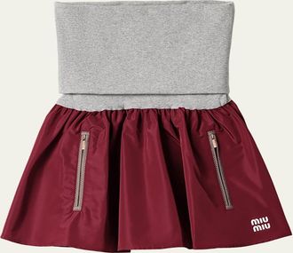 Miu Miu Mixed-Media Technical Mini Skirt