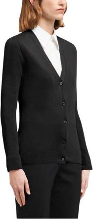 Prada Black Super Fine Knit Cardigan Size S