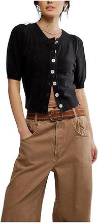 Free People Isla Solid Cardi Womens Clothing Velvet Black : MD (Womens 8-10), Cashmere/Elastane/Polyamide