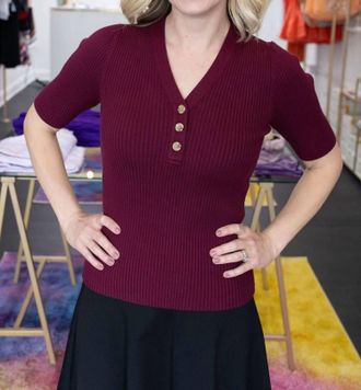 Michael Stars Jeanny Henley Top In Auburn