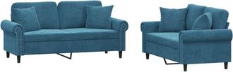 vidaXL Juego De Sof&aacute;s Con Cojines 2 Piezas Terciopelo Azul Vidaxl