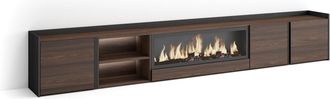Skraut Home Skraut Home - Mueble Tv, Televisi&oacute;n, Muebles De Sal&oacute;n, Almacenaje, 315x35x50cm, Para Tv Hasta 80, Chimenea El&eacute;ctrica Xxl, Led, Estilo Moderno, Roble O