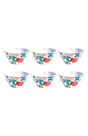 TarHong Audrey Floral Set of Six Melamine Cereal Bowls in White Multi at Nordstrom Rack