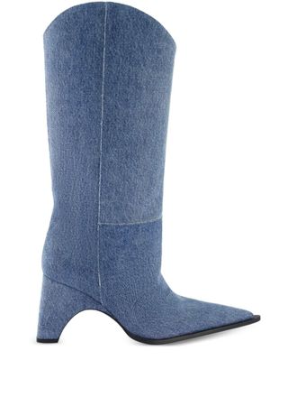 Coperni Bridge arched-block cowboy boots - women - Cotton/Fabric/Calf Leather/Calf Leather - 38 - Blue