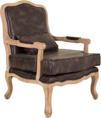 Wanderlust Deco Butaca De Madera Tapizada Marr&oacute;n 64x72x92