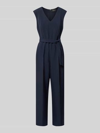 s.Oliver Black Label Regular Fit Jumpsuit mit Tailleng&uuml;rtel zum Binden in Marine, Gr&ouml;&szlig;e 34
