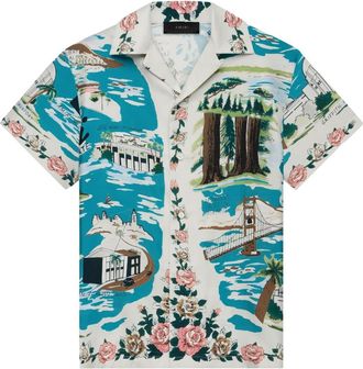 Amiri California graphic-print shirt - men - Silk - S - Blue