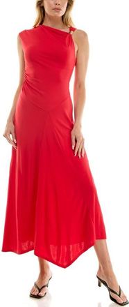 Socialite Asymmetric Side Ruched Midi Dress in Red at Nordstrom, Size X-Small