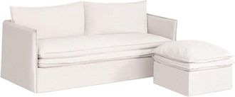 Sklum Conjunto De Sal&oacute;n Con Sof&aacute; De 3 Plazas Y Puff En Lino Y Algod&oacute;n Grace Sklum