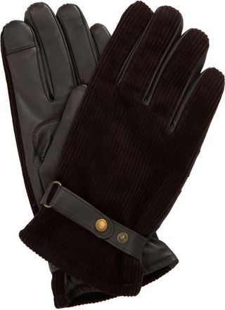 Barbour Nelson Waterproof Corduroy & Leather Touchscreen Gloves in Brown at Nordstrom, Size Large