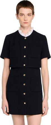 Sandro Short dress with detachable collar in Black at Nordstrom, Size 38 Eu