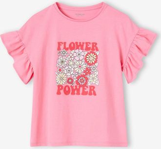 Vertbaudet M&auml;dchen T-Shirt FLOWER POWER Oeko-Tex rosa bonbon