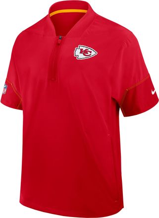 Nike Kansas City Chiefs Sideline Coach Nike Mens NFL 1/2-Zip Short-Sleeve Hooded Jacket in Red | 03BO080K7G-2J5
