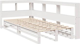 vidaXL Bookcase Bed without Mattress White 90x200cm Solid Wood Pine Vidaxl