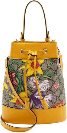 Gucci Gg Supreme Flora Ophidia Small Bucket Bag (Authentic Pre-Loved)